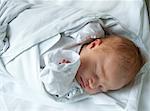 Closeup of Sleeping Newborn Baby in Maternity Hospital