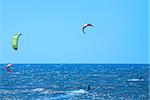 Kite surfing on cumbuco beach near fortaleza in brazil