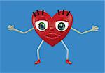 Heart character isolated over blue