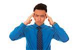 chinese business man wearing blue shirt on white background