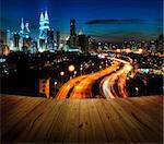 Wood textured backgrounds in a room balcony view. Kuala Lumpur is the capital city of Malaysia.