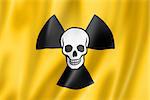 radioactive nuclear symbol death flag, three dimensional render, satin texture