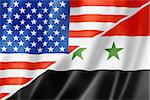 Mixed USA and Syria flag, three dimensional render, illustration