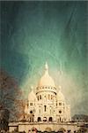 Retro Sacre-Coeur church in Montmartre,paris