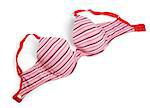 Red striped bra isolated on white background