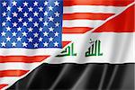 Mixed USA and Iraq flag, three dimensional render, illustration