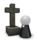 simple pastor figure and christian cross symbol - 3d illustration
