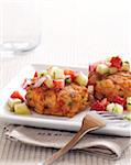 Crab Cakes with Fresh Fruit Salsa, Studio Shot