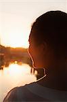 Silhouette of Woman's Face at Sunset