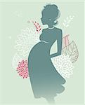 Vector illustration of Pregnant silhouette woman