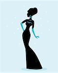 Vector illustration of Woman silhouette in dress