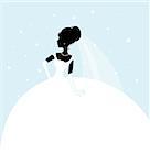 Vector illustration of Beautiful bride in white dress