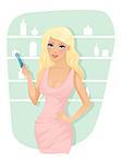 Vector illustration of Woman holding a pregnancy test