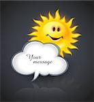 Smiling yellow sun and cloud symbol for text message - EPS10 vector illustration