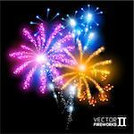 More beautiful vector fireworks. Vector illustration.