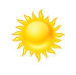 Hot yellow sun icon isolated on white background