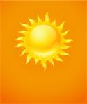 Hot yellow sun icon on orange background