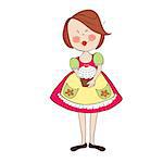 girl with birthday cake, illustration in vector format