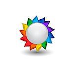 3d grey button with rainbow sun frame