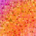 Abstract grunge  vector geometric  pink and orange background with varicolored triangles