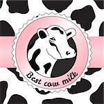 Vector background with cow skin's texture and milk logo