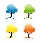 Illustration four seasonal icons with tree - vector