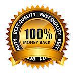 Vector 100% money back gold sign, label template