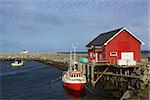 Scenic fishing port on Vaeroy, Lofoten islands in Norway