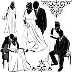 Vector of Wedding Pairs on white