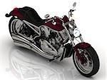 Beautiful road motorcycle with the headlight on a white background