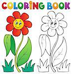 Coloring book with flower theme 3 - eps10 vector illustration.