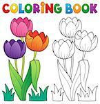 Coloring book with flower theme 4 - eps10 vector illustration.