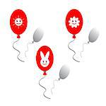 Red baloons with funny images. Vector art