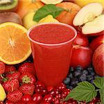 Freshly squeezed juice from red fruits such as oranges, cherries, berries and strawberries