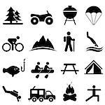 Leisure, outdoors and recreation icon set