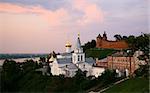 Evening view Church of Elijah the Prophet and Kremlin Nizhny Novgorod Russia