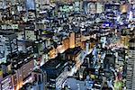 Urban aerial view in the Minato Ward of Tokyo, Japan.