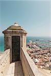 Detail of Santa Barbara Castle in Alicante, Spain