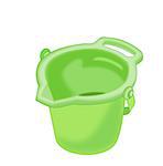 Illustrason of a     green bucket over a     white background.