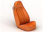 Suite orange car seat from the car to the isolated white background