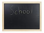 School writing on blackboard, isolated on white