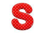 The bright red letter S with a festive pattern and isolated on a white background