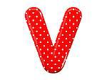 The bright red letter V with a festive pattern and isolated on a white background