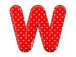 The bright red letter W with a festive pattern and isolated on a white background