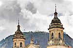 Cathedral of Bogota with Monserrate church in background