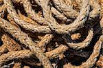 Detail view of old used marine rope