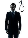 one caucasian judge  man standing in front of hangman's noose in silhouette studio isolated on white background