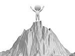 3d people - man, person on top of the mountain - victorious