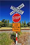 Railway Crossing Sign, Ward, Marlborough, South Island, New Zealand