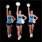 Studio shot of cheerleaders (16-17) dancing